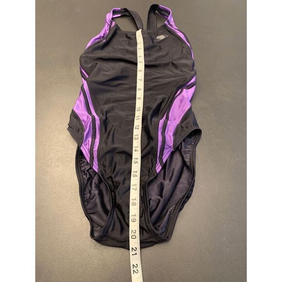 Speedo Women's Cut Out Back Bathing Suit One Piece Swimsuit Black Purple Size 6 - Picture 4 of 6